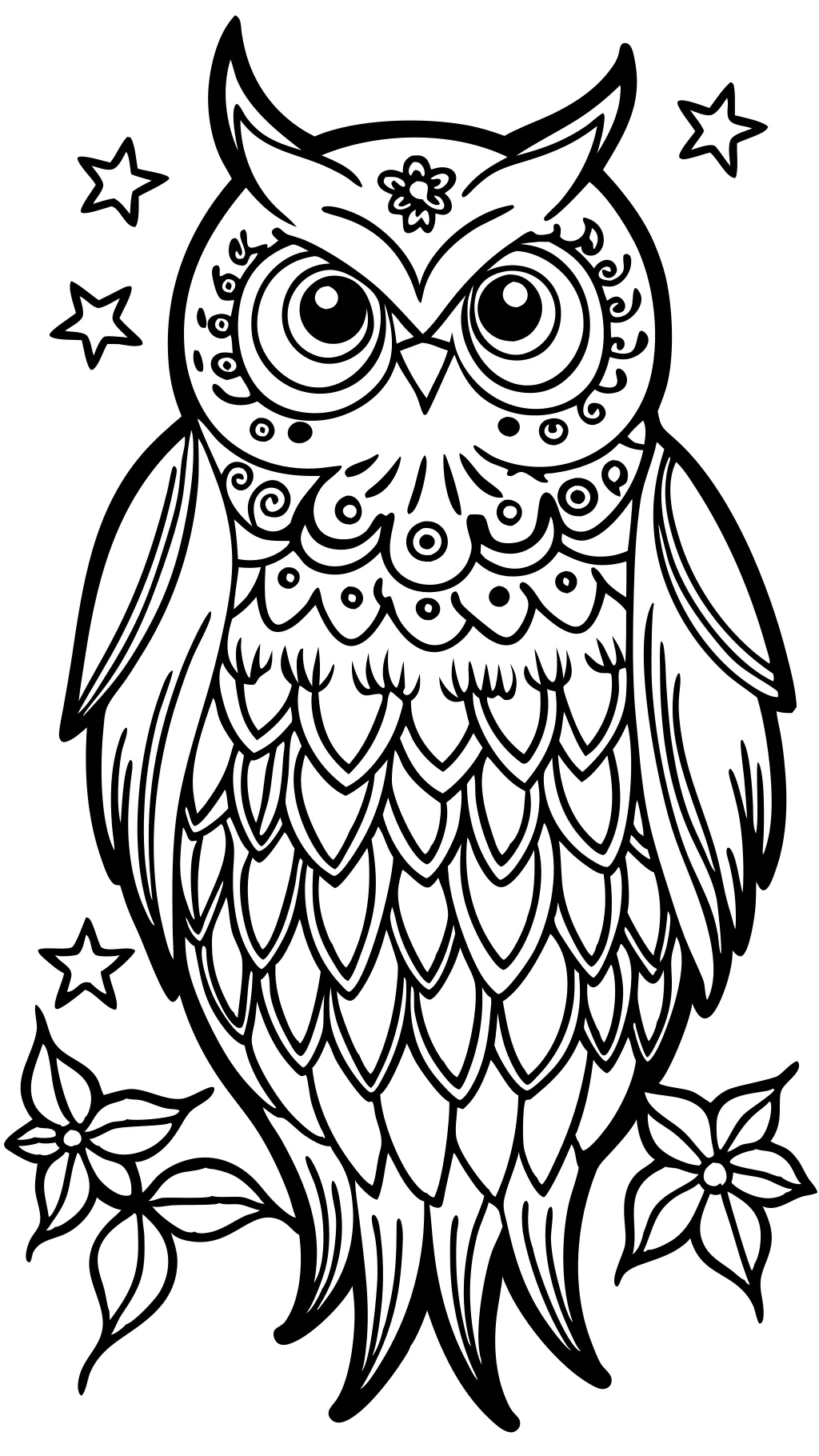 owl adult coloring pages